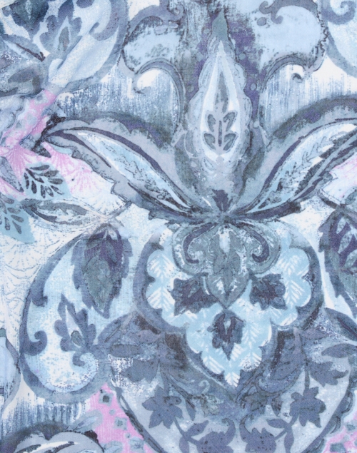 Fabric image - Kinross - Blue Multi Print Silk Cashmere Scarf