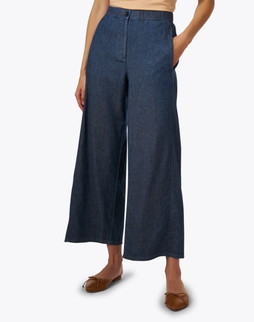Front image - Eileen Fisher - Denim Wide Leg Cotton Pant