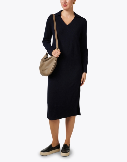 Navy Wool Cashmere Polo Dress