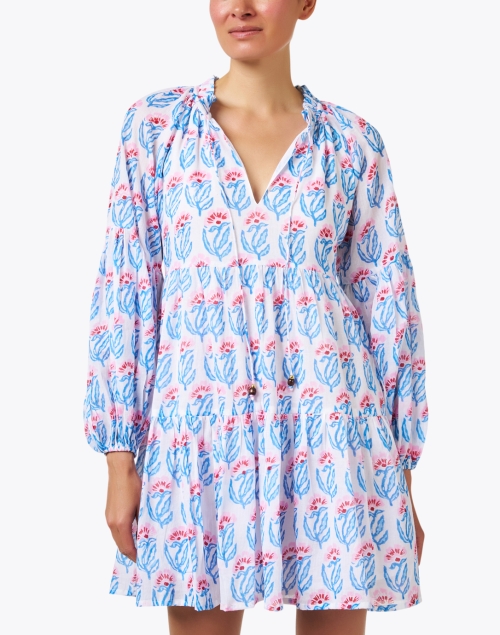 Front image - Oliphant - Blue and White Print Cotton Dress