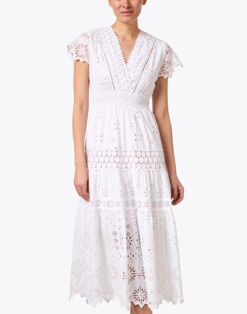 Front image - Temptation Positano - White Embroidered Cotton Eyelet Dress