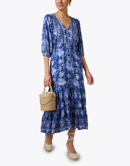 Carrie Blue Printed Midi Dress