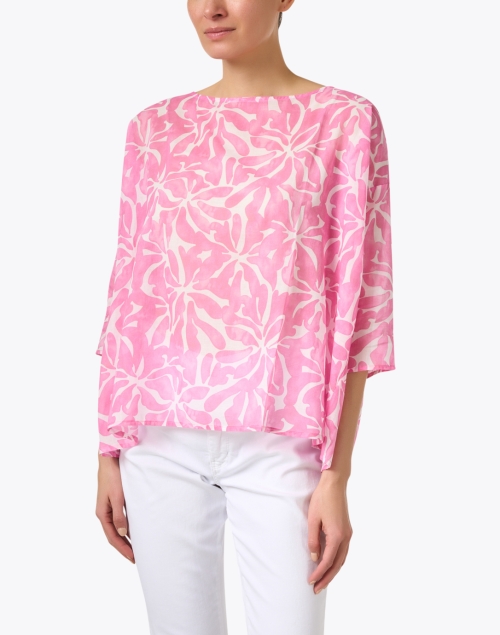 Front image - WHY CI - Pink Floral Print Cotton Blouse