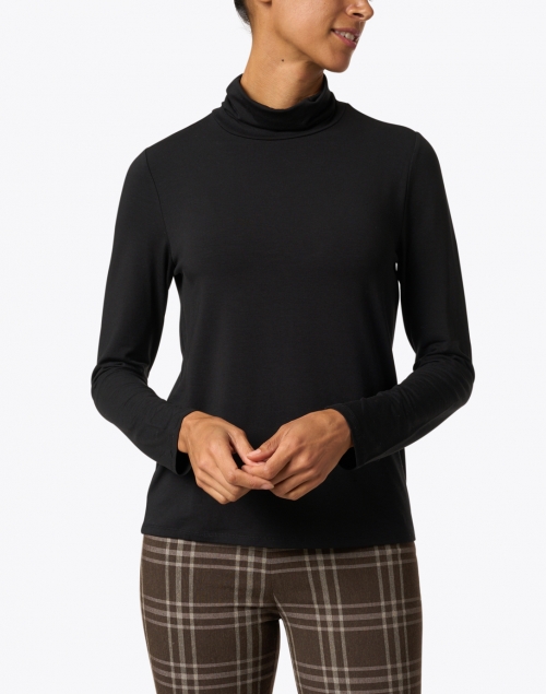 Front image - Eileen Fisher - Black Fine Stretch Jersey Top