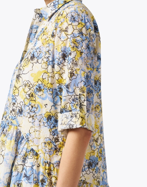 Extra_1 image - Ro's Garden - Deauville Blue and Yellow Print Shirt Dress