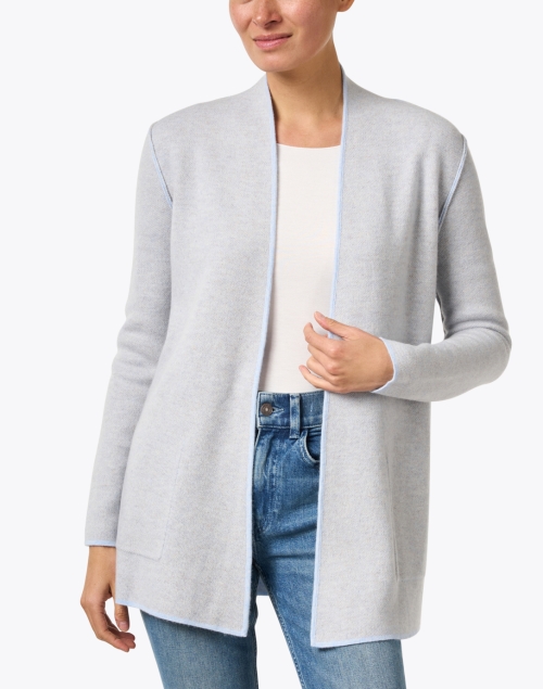 Extra_1 image - Kinross - Blue and Grey Reversible Cashmere Cardigan