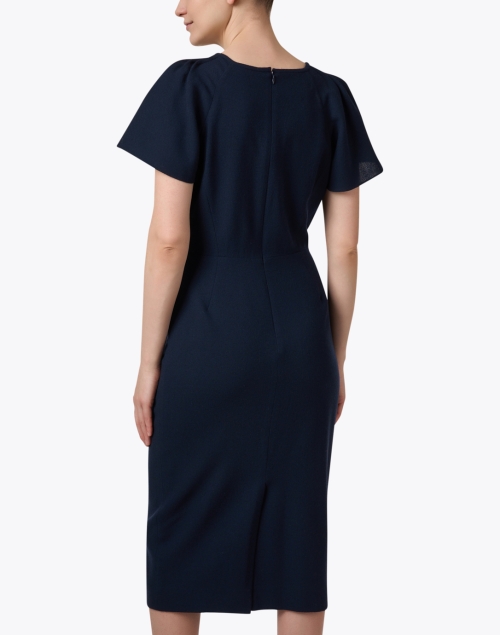 Back image - Jane - Delilah Navy Wool Crepe Dress