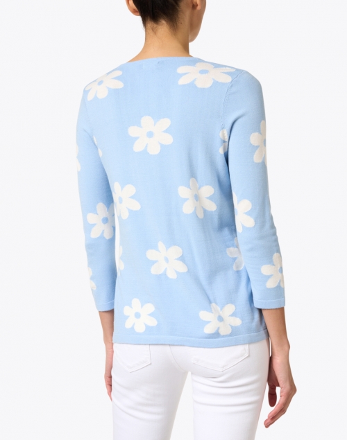 J'Envie - Laguna Blue and White Floral Print Stretch Top