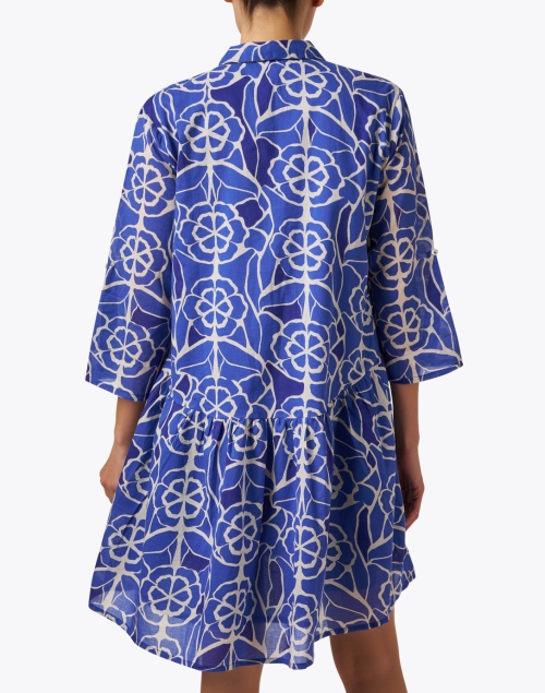Back image - Ro's Garden - Deauville Blue Oahu Print Shirt Dress