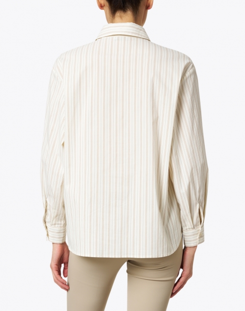 Peserico - Beige and Hazel Stripe Stretch Cotton Shirt