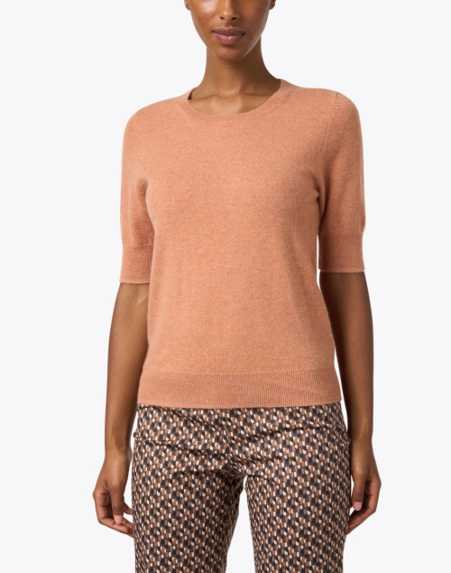 Front image - Repeat Cashmere - Orange Cashmere Short Sleeve Sweater