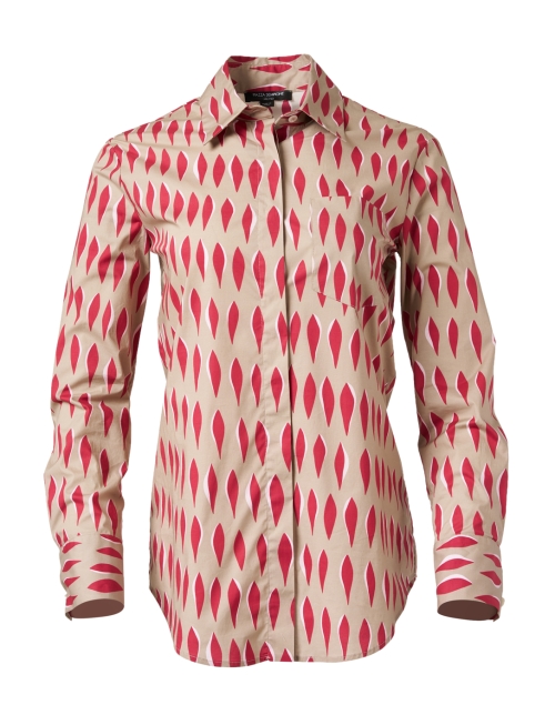 Product image - Piazza Sempione - Beige and Red Print Cotton Poplin Shirt