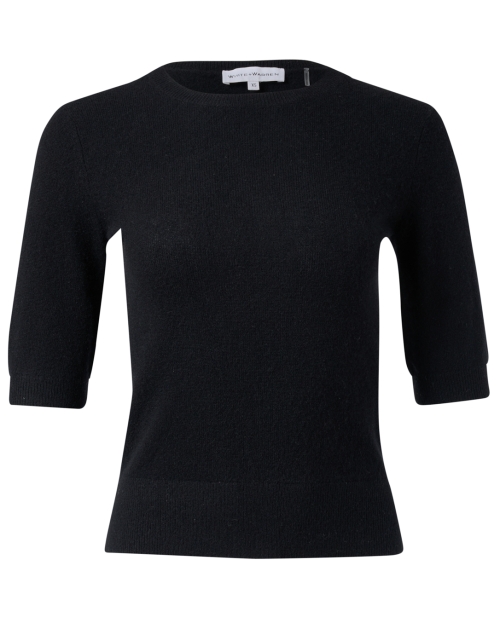 Product image - White + Warren - Black Cashmere Elbow Sleeve Top