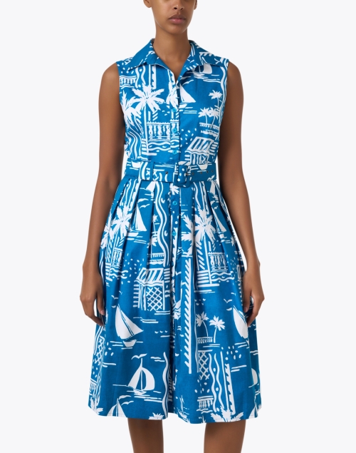 Front image - Samantha Sung - Audrey Sea Blue Print Dress