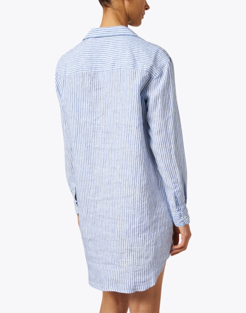 Back image - Frank & Eileen - Mary Blue Stripe Linen Shirt Dress