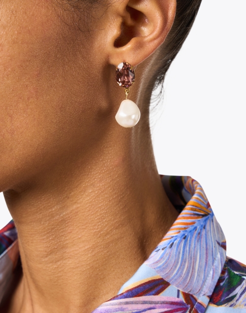 Look image - Jennifer Behr - Tunis Rose Crystal and Pearl Drop Earrings