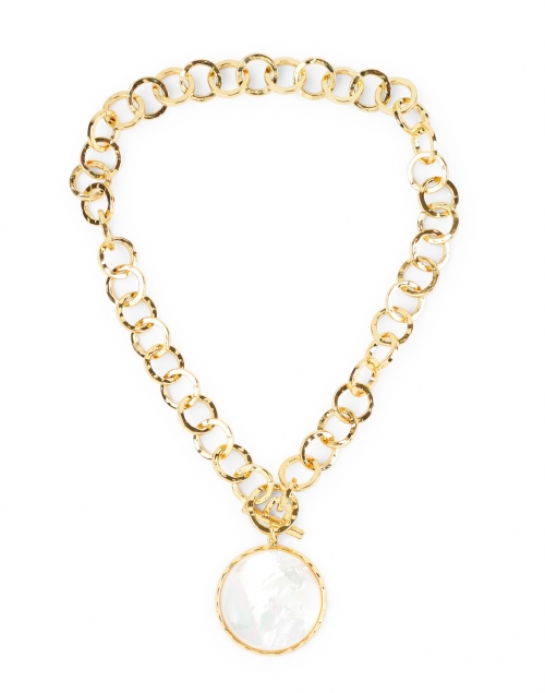 Product image - Nest - Mother of Pearl and Gold Hammered Chain Necklace