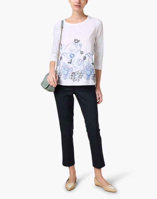 Look image - WHY CI - White and Blue Embroidered Cotton Top