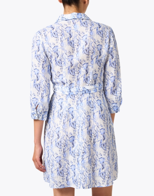 Back image - 120% Lino - Blue Print Linen Shirt Dress