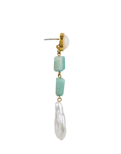 Back image - Lizzie Fortunato - Coastline Stone and Pearl Drop Earrings