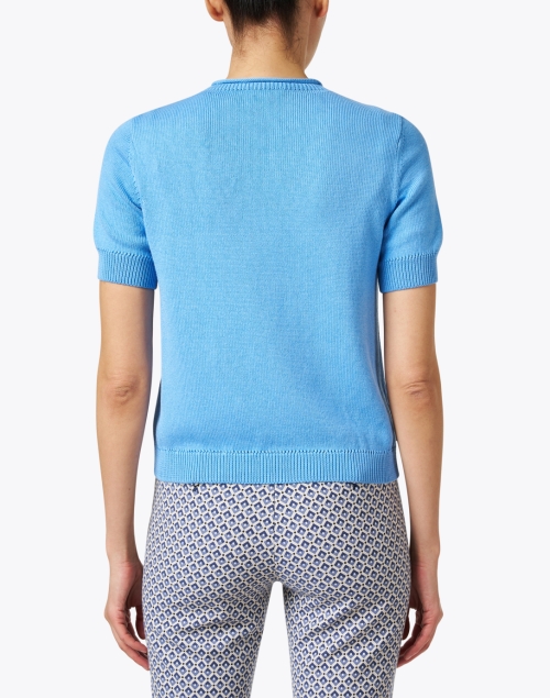 Back image - Lafayette 148 New York - Blue Cotton Silk Sweater