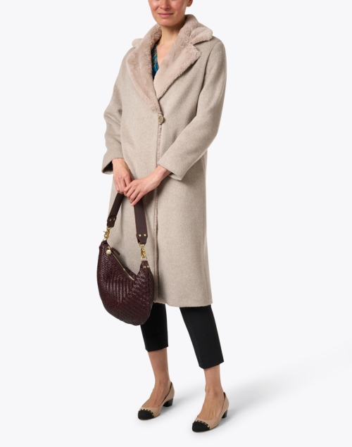 Oatmeal Wool Eco Shearling Lined Coat