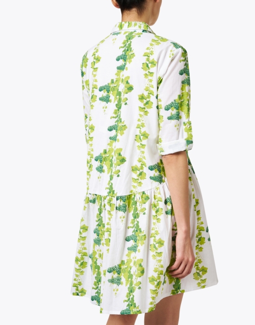 Back image - Ro's Garden - Deauville Green and White Print Shirt Dress