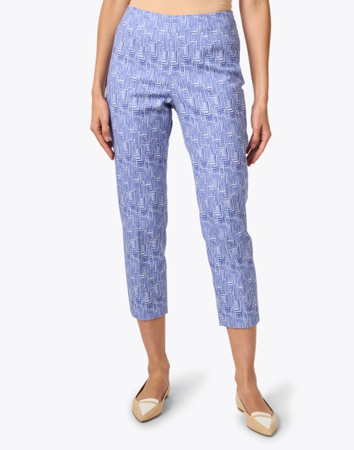 Front image - Peserico - Blue Print Stretch Cotton Pull On Pant