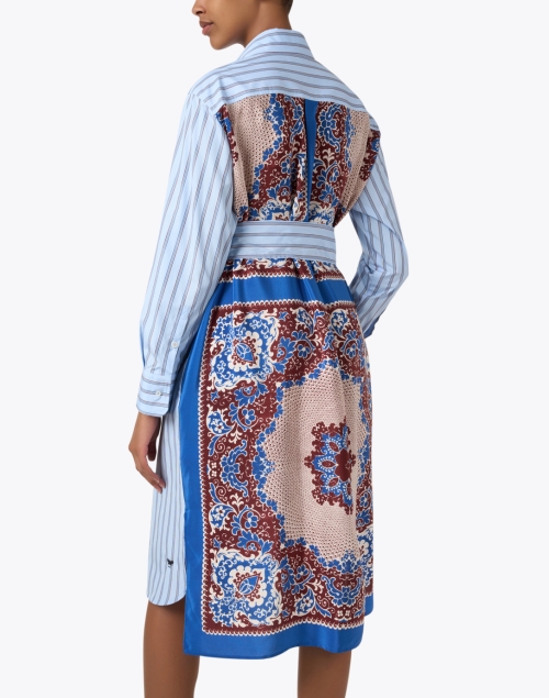 Back image - Weekend Max Mara - Edipo Blue Striped Silk Panel Shirt Dress