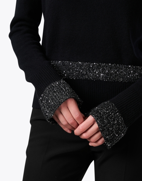 Extra_1 image - Seventy - Black Metallic Stripe Turtleneck Sweater