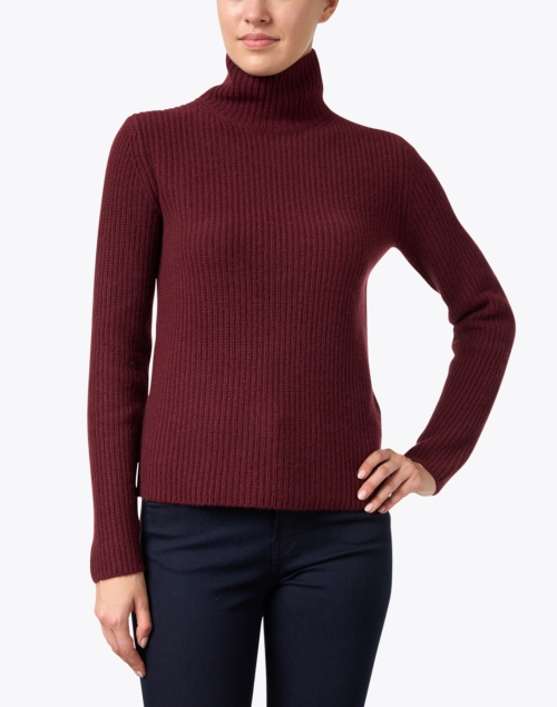 Front image - Vince - Burgundy Cashmere Turtleneck Sweater