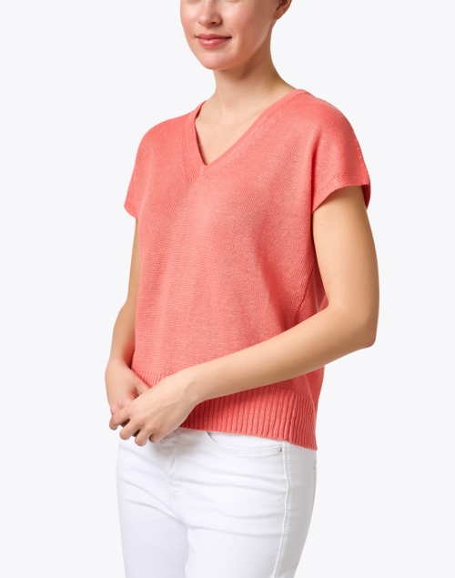 Front image - Kinross - Coral Linen Sweater