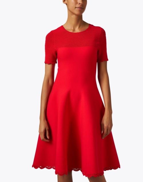 Front image - Jason Wu Collection - Coral Knit Fit and Flare Dress 