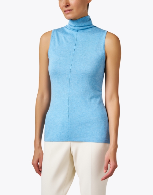 Front image - Kinross - Pool Blue Sleeveless Knit Top