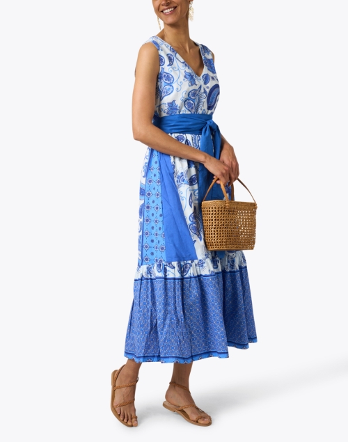 Ro's Garden - Mariana Blue and White Paisley Cotton Dress