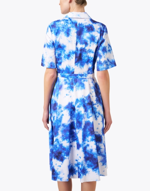 Back image - Jason Wu Collection - Blue Watercolor Print Shirt Dress