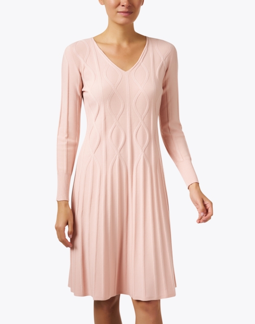 Front image - D.Exterior - Gloss Pink Cable Knit Dress