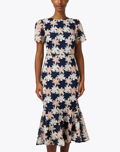Front image - Shoshanna - Thompson Navy Floral Lace Dress