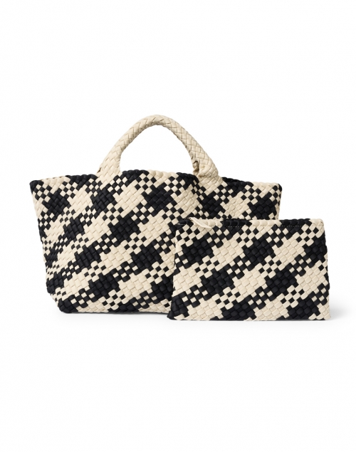Back image - Naghedi - St. Barths Medium Black Plaid Woven Handbag