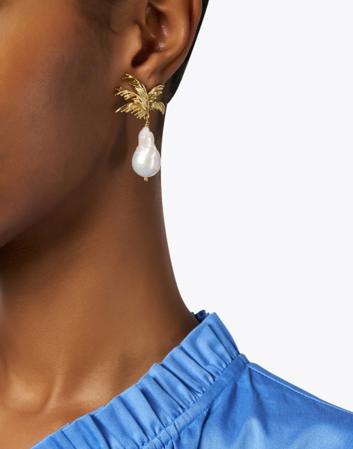 Yasmine Gold and Pearl Drop Earrings