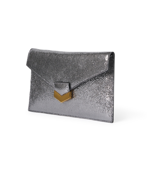 Front image - DeMellier - London Silver Embossed Leather Clutch