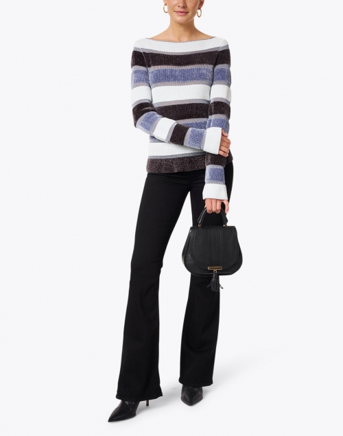Emporio Armani - Blue and Black Striped Chenille Sweater
