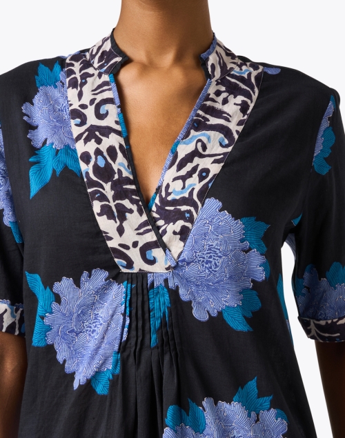 Extra_1 image - Lisa Corti - Radha Black and Blue Print Tunic Dress