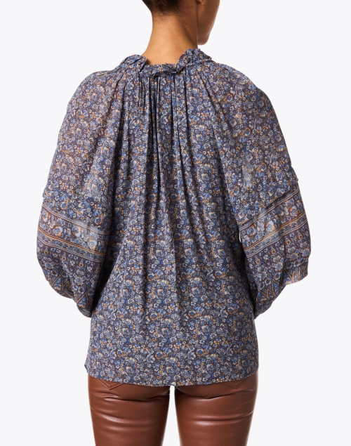 Back image - Kobi Halperin - Mckenna Blue Floral Cotton Silk Blouse