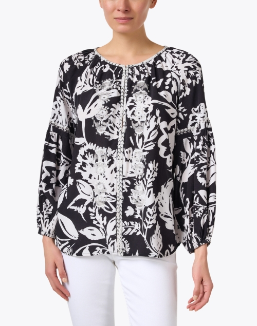 Front image - Figue - Tula Black and White Floral Top