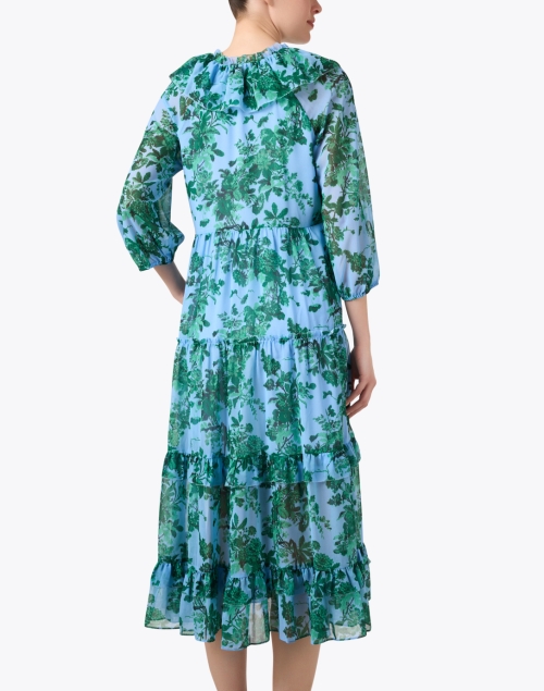 Back image - L.K. Bennett - Eleanor Blue Floral Print Dress