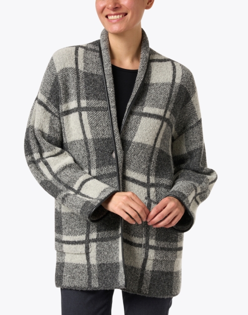 Front image - Margaret O'Leary - Black and Grey Reversible Plaid Wool Jacket