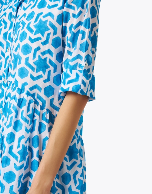 Extra_1 image - Ro's Garden - Deauville Blue Geometric Print Shirt Dress