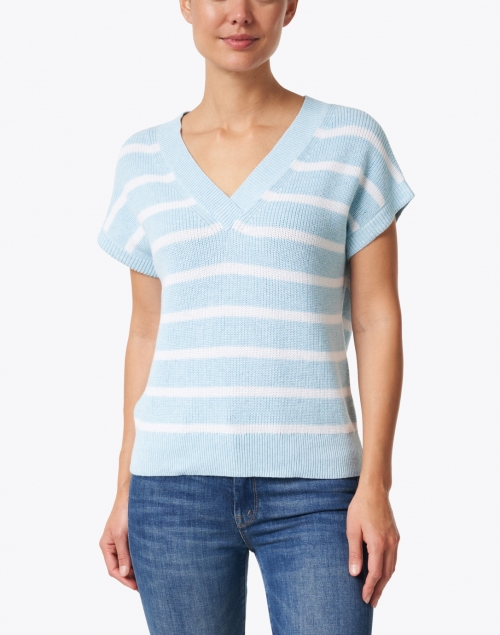 Kinross - Blue and White Stripe Cotton Sweater