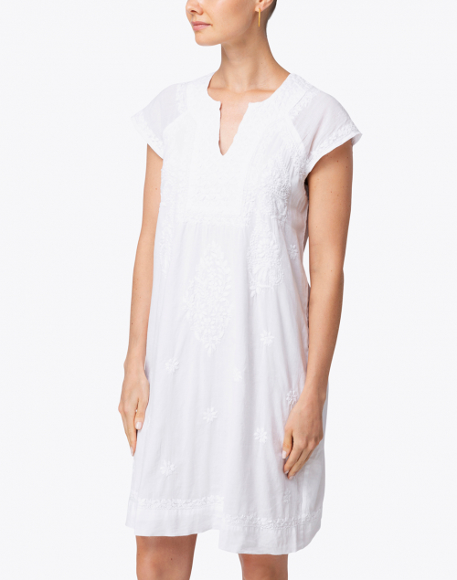 Front image - Roller Rabbit - Faith White Embroidered Cotton Dress